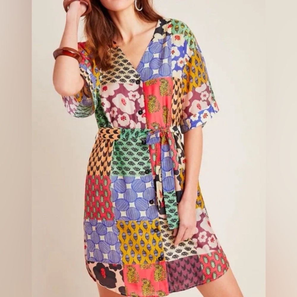 Anthropologie Dhruv Kapoor Mixed Print Mini Dress